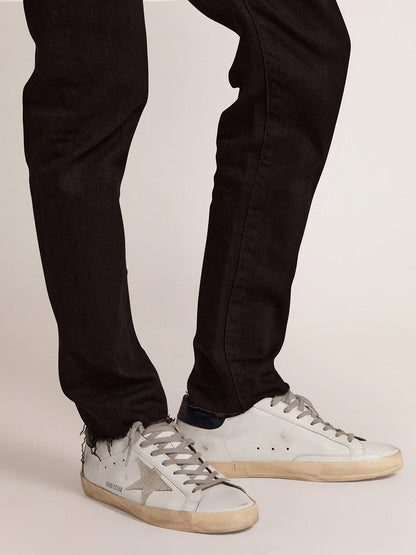 Golden Goose Super-Star homme avec étoile en daim et contrefort bleu