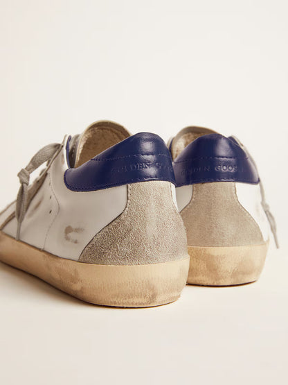 Golden Goose Super-Star homme avec étoile en daim et contrefort bleu