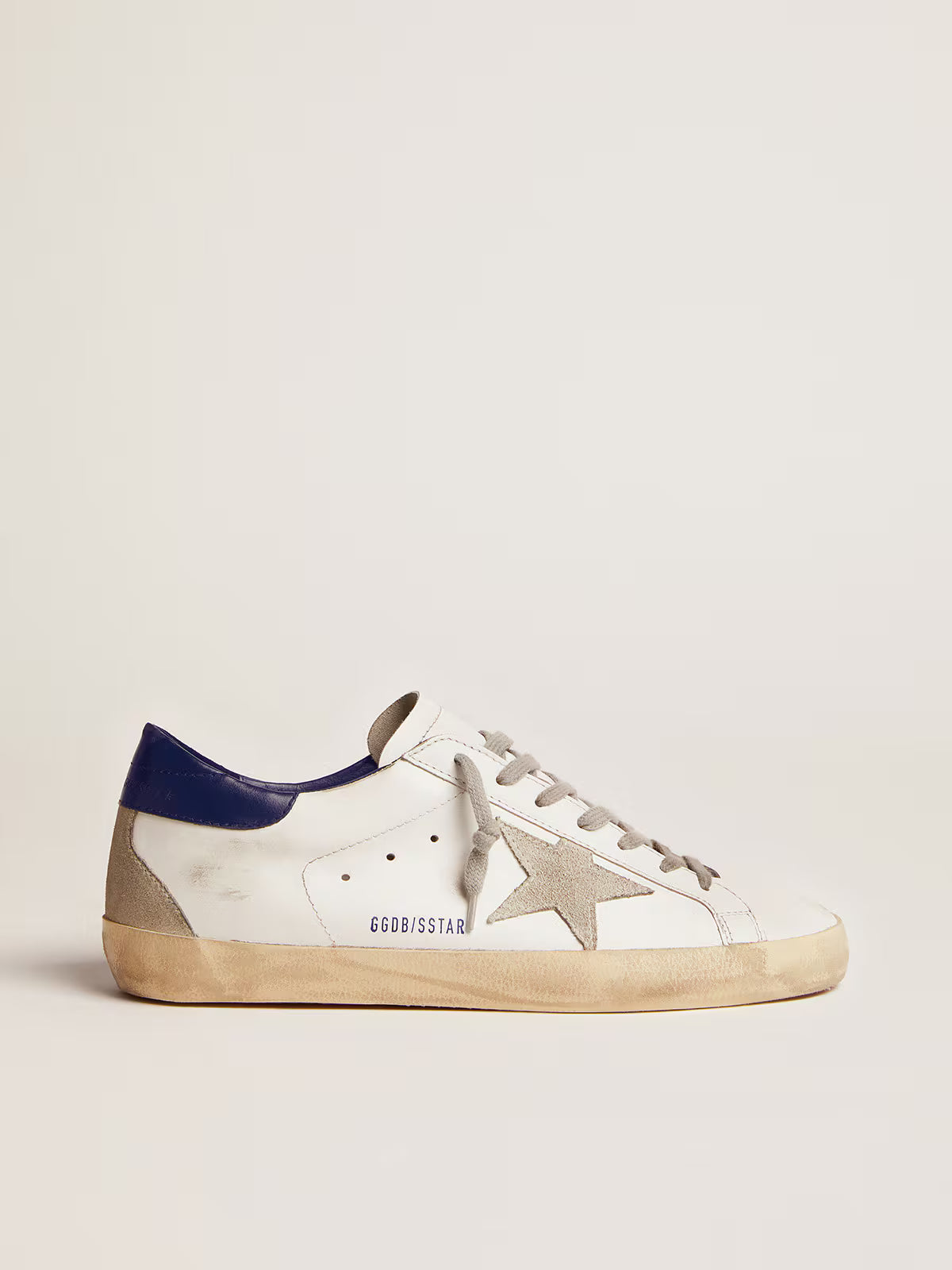 Golden Goose Super-Star homme avec étoile en daim et contrefort bleu
