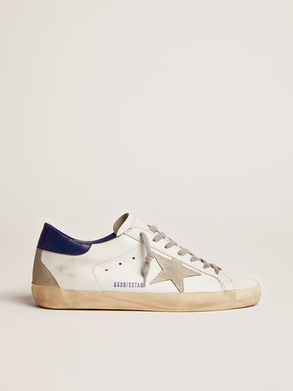 Golden Goose Super-Star homme avec étoile en daim et contrefort bleu