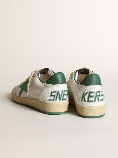 Golden Goose Ball Star homme en nappa blanc avec étoile verte