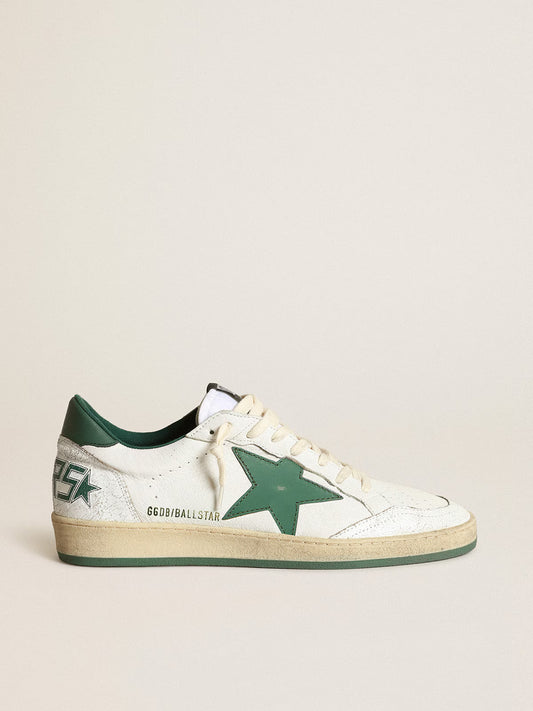 Golden Goose Ball Star homme en nappa blanc avec étoile verte